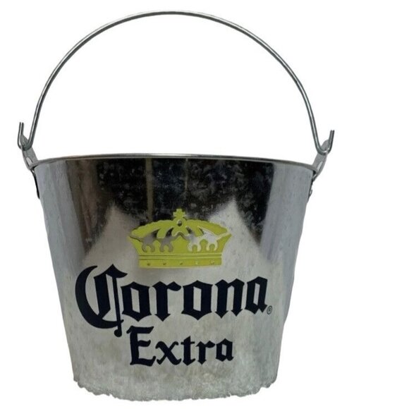 Corona Extra Metal Beer Bucket Galvanized Bar Ice Beach Decor Man Cave Gift - Picture 2 of 7